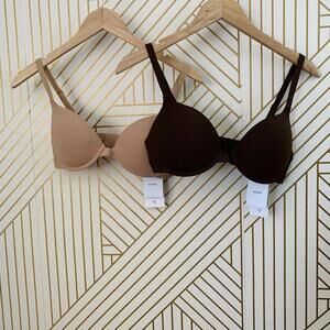 Pepper NWT lot of 2 Lift Up Bra 36B fawn & espresso Flattering Brown Nude bras